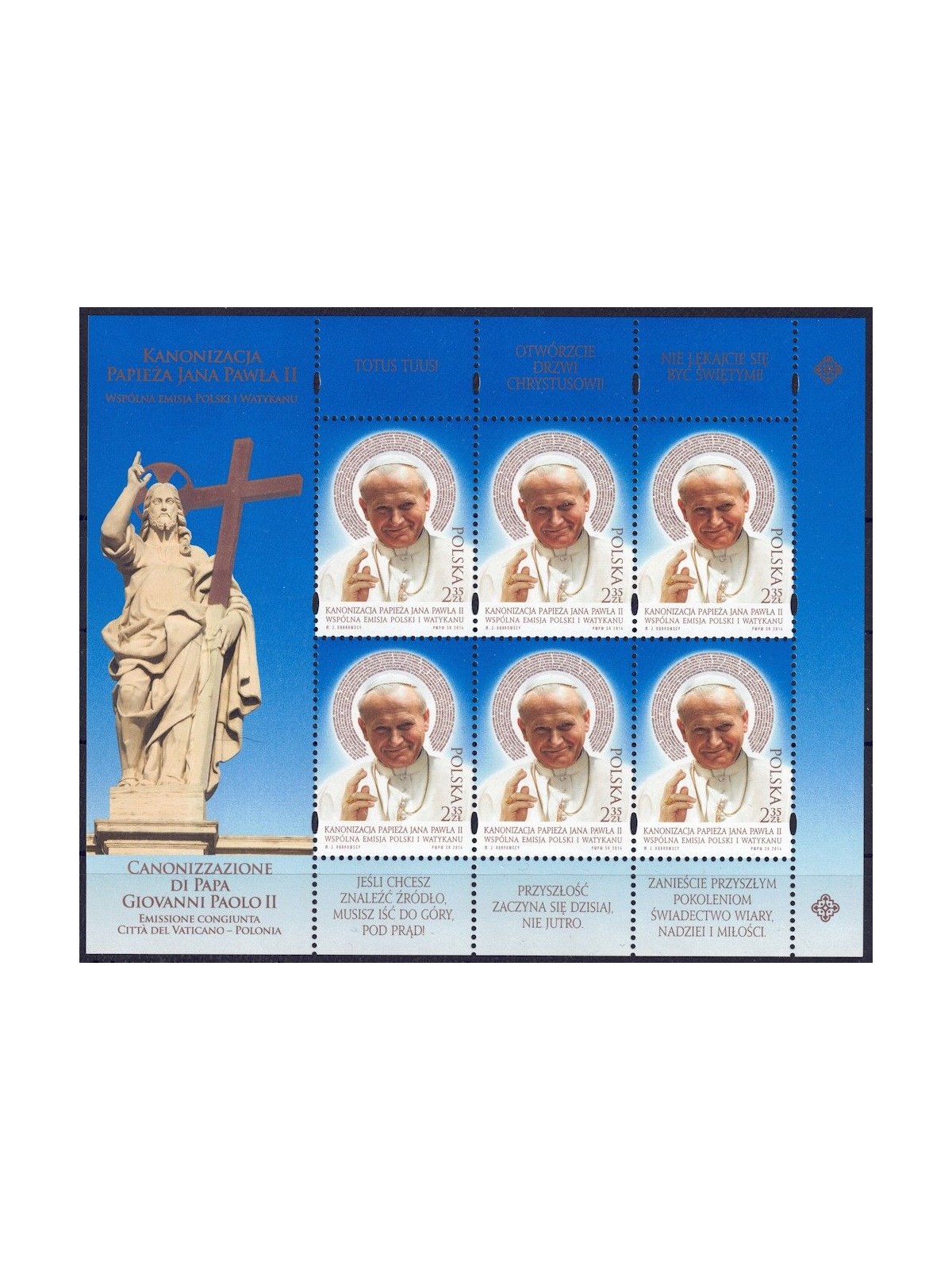 POLAND 2014 Canonization of Pope John Paul II m/s MNH**