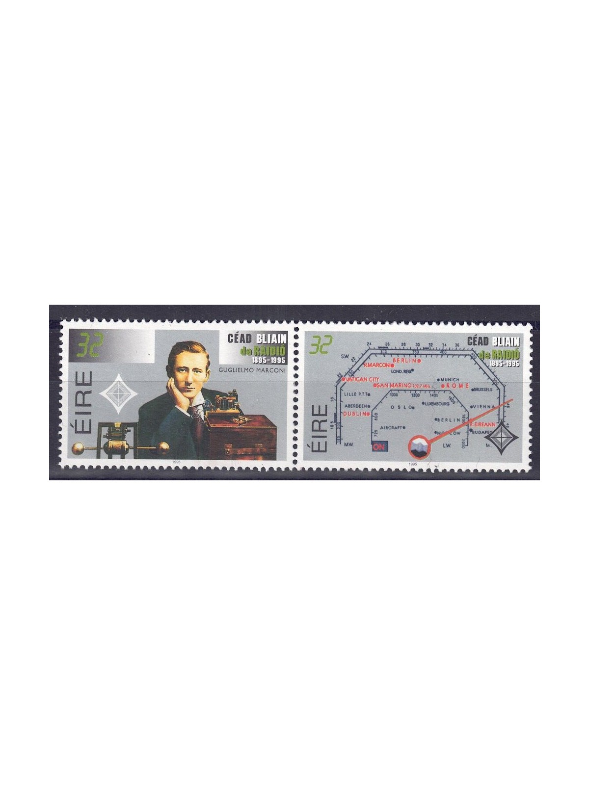 IRLANDA 1995 Centenario della Radio 2v MNH**