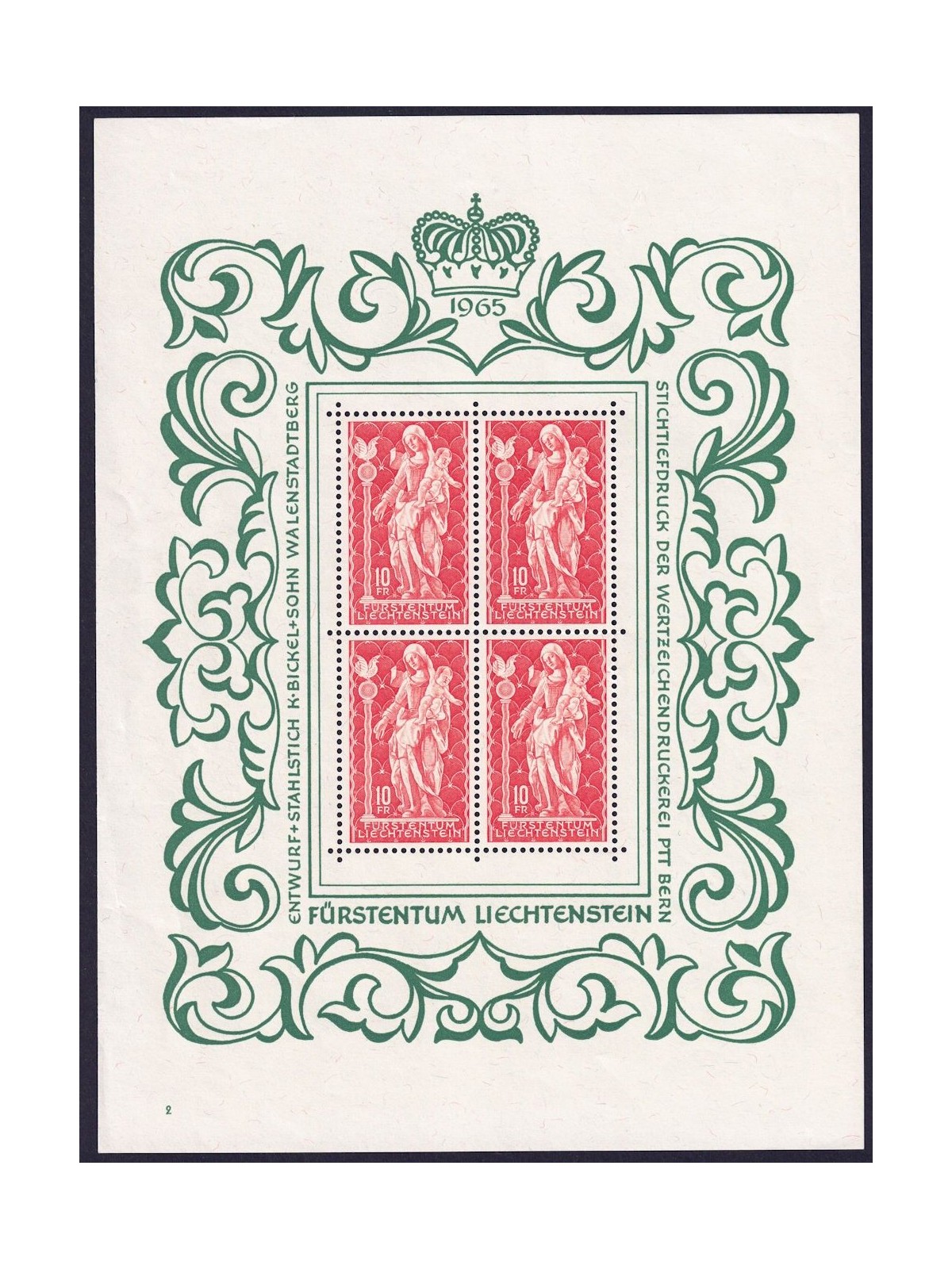 LIECHTENSTEIN 1965 Madonna lignea del 700 MF MNH**