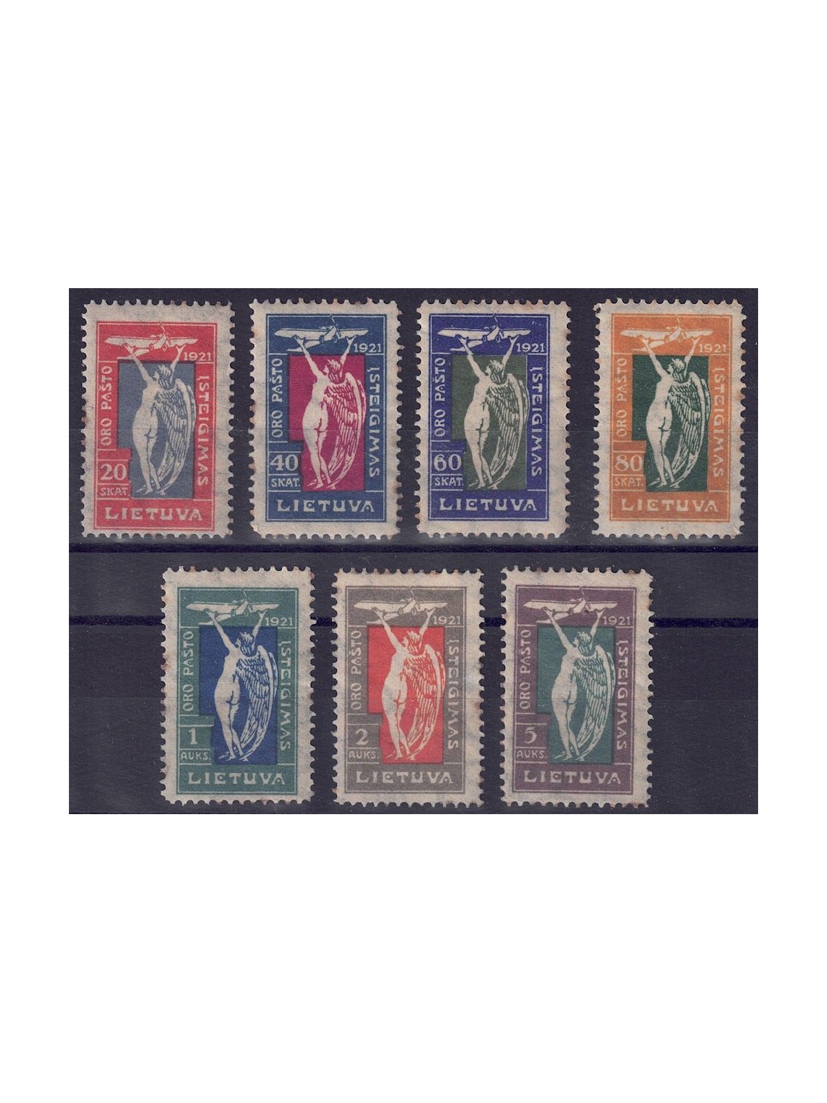 LITUANIA 1921 Servizio Postale Aereo 7v MNH**