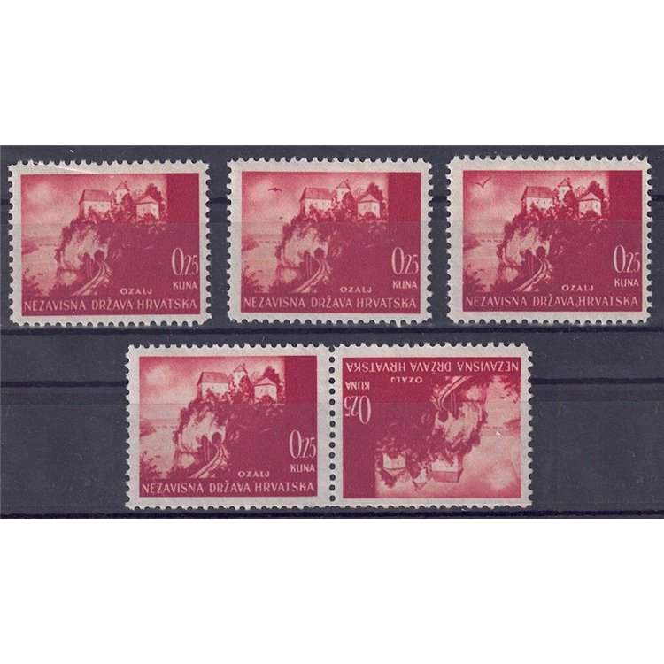 CROAZIA 1941-43 Vedute panoramiche (varietà) 5v MNH**