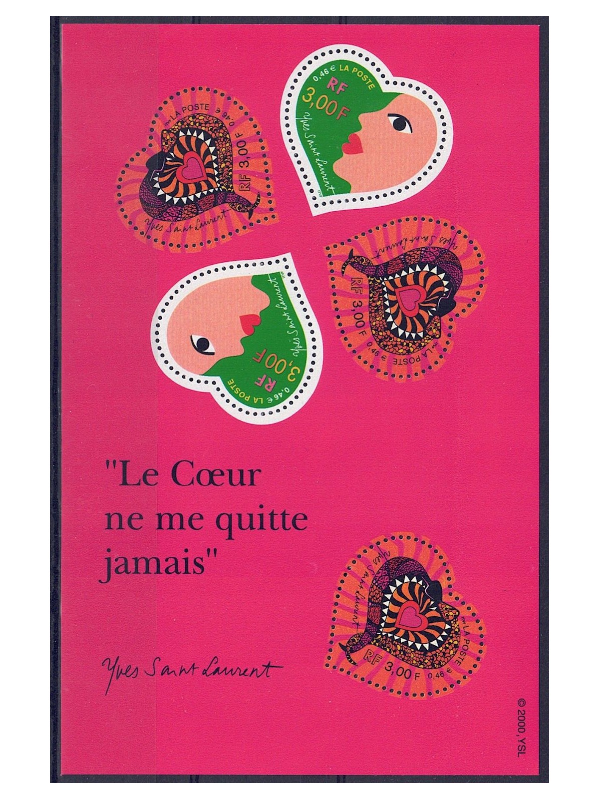 FRANCIA 2000 Francobolli augurali (Yves Saint Laurent) BF MNH**