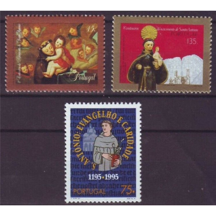 PORTUGAL 1995 Saint Anthony of Padua 3v MNH**