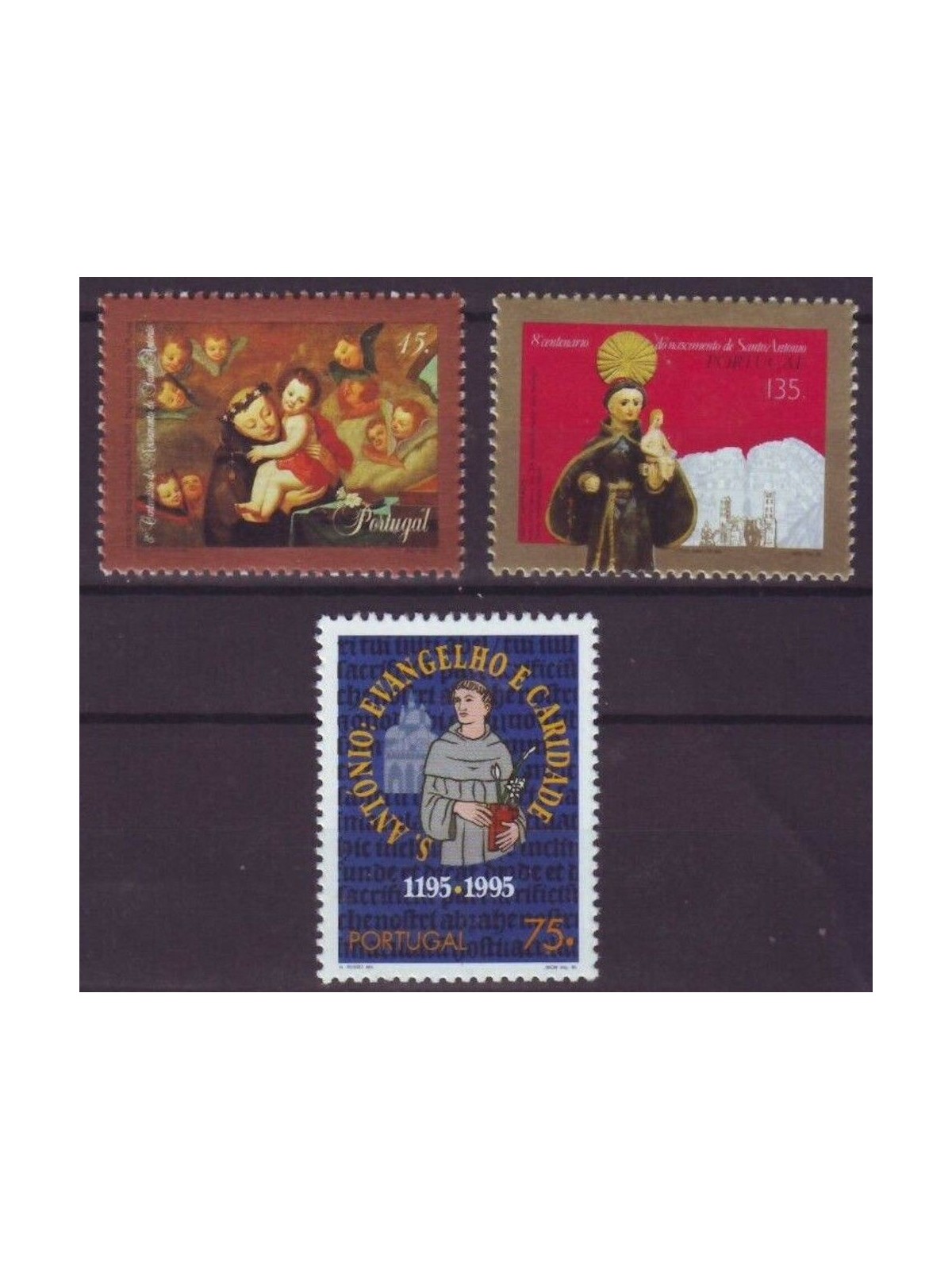 PORTUGAL 1995 Saint Anthony of Padua 3v MNH**