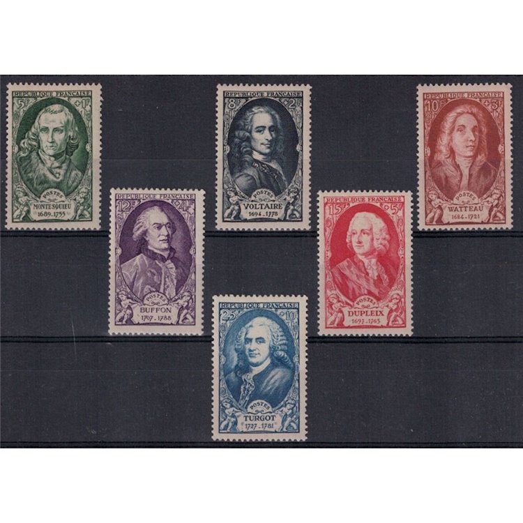 FRANCE 1949 18th Century Celebrities 6v MNH**