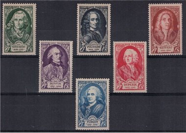 FRANCE 1949 18th Century Celebrities 6v MNH**