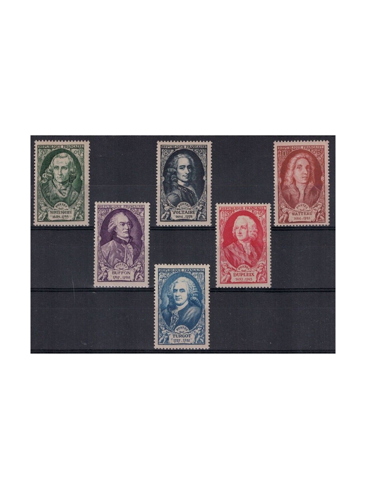 FRANCE 1949 18th Century Celebrities 6v MNH**