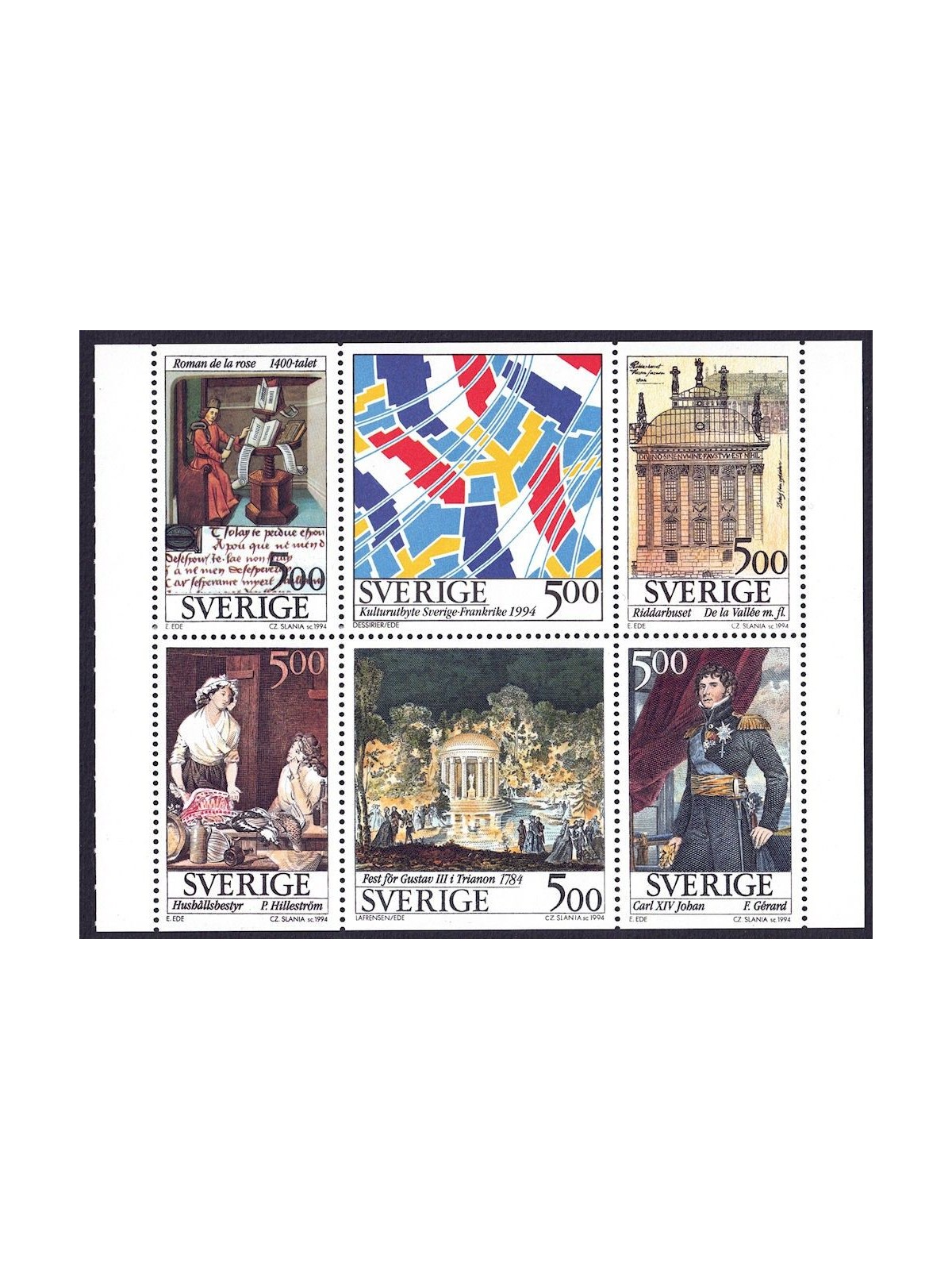 SWEDEN 1994 Cultural relations with France 6v MNH**