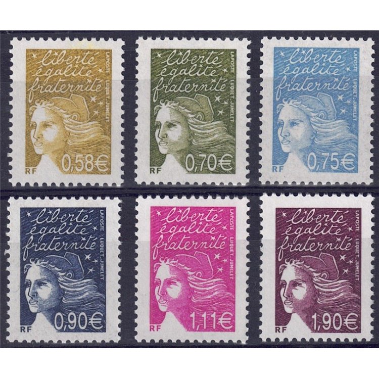 FRANCE 2003 Marianne of 14 July 6v MNH**