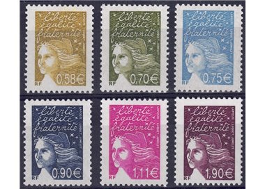 FRANCE 2003 Marianne of 14 July 6v MNH**