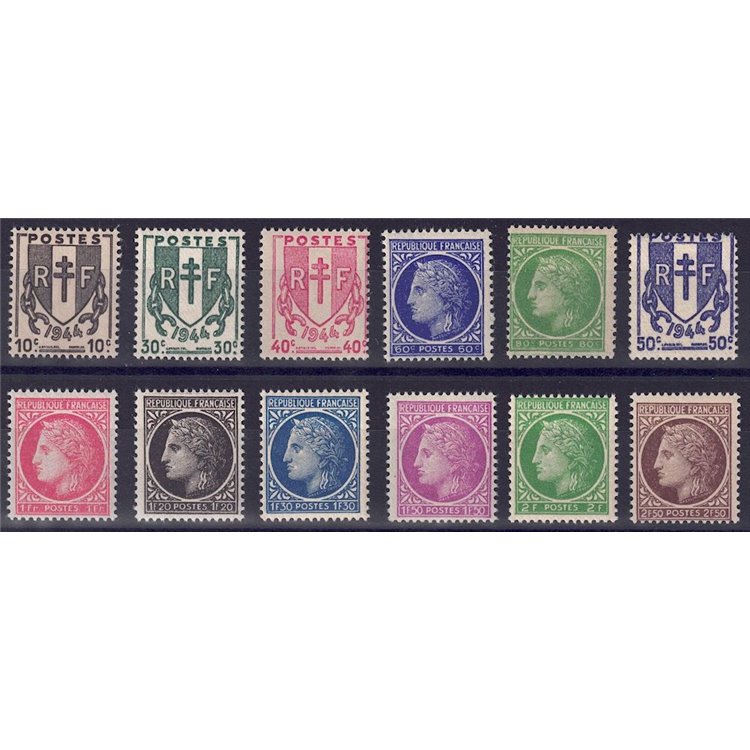 FRANCE 1945-47 Coat of Arms and Ceres 12v MNH**