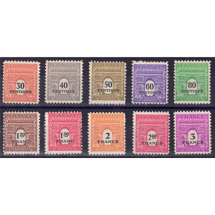 FRANCE 1945 Arc de Triomphe 10v MNH**