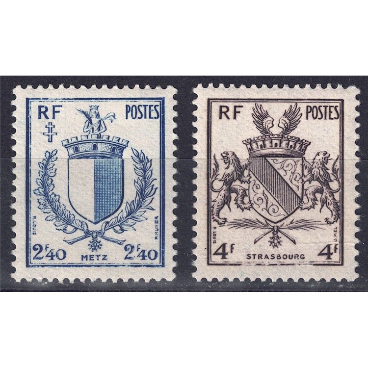 FRANCE 1945 Liberation of Metz and Strasbourg 2v MNH**
