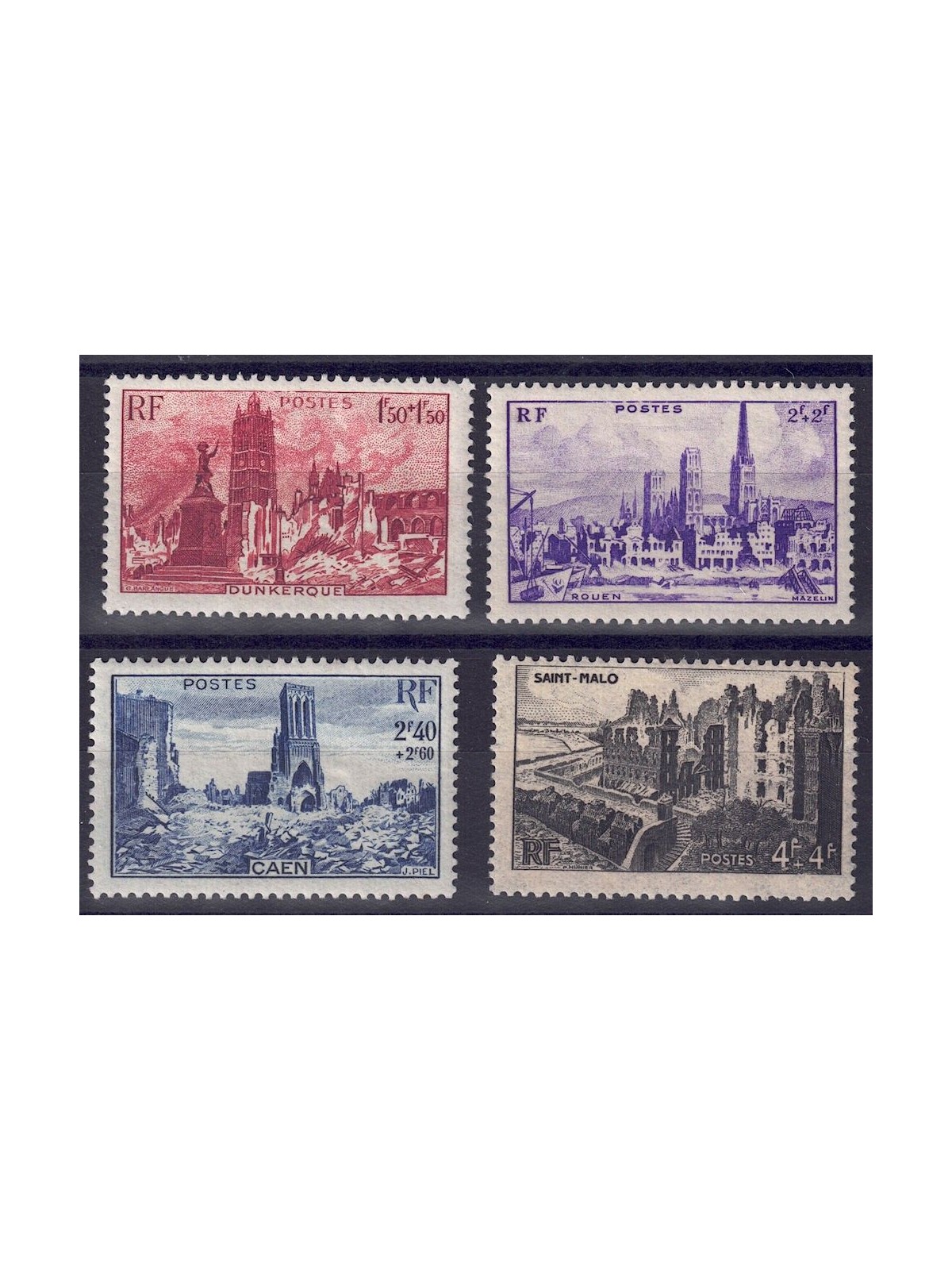 FRANCE 1945 Destroyed Cities 4v MH*