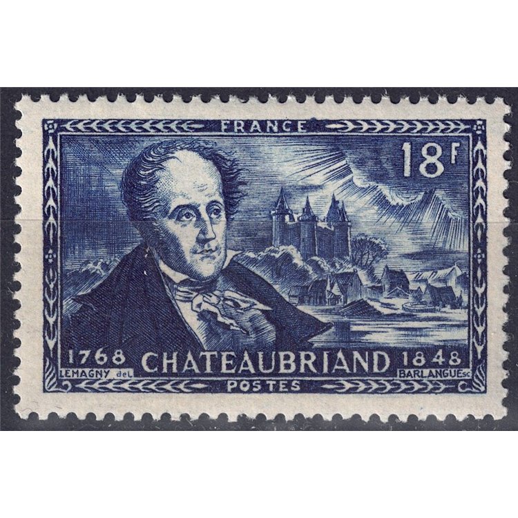 FRANCE 1948 François René de Chateaubriand MNH**