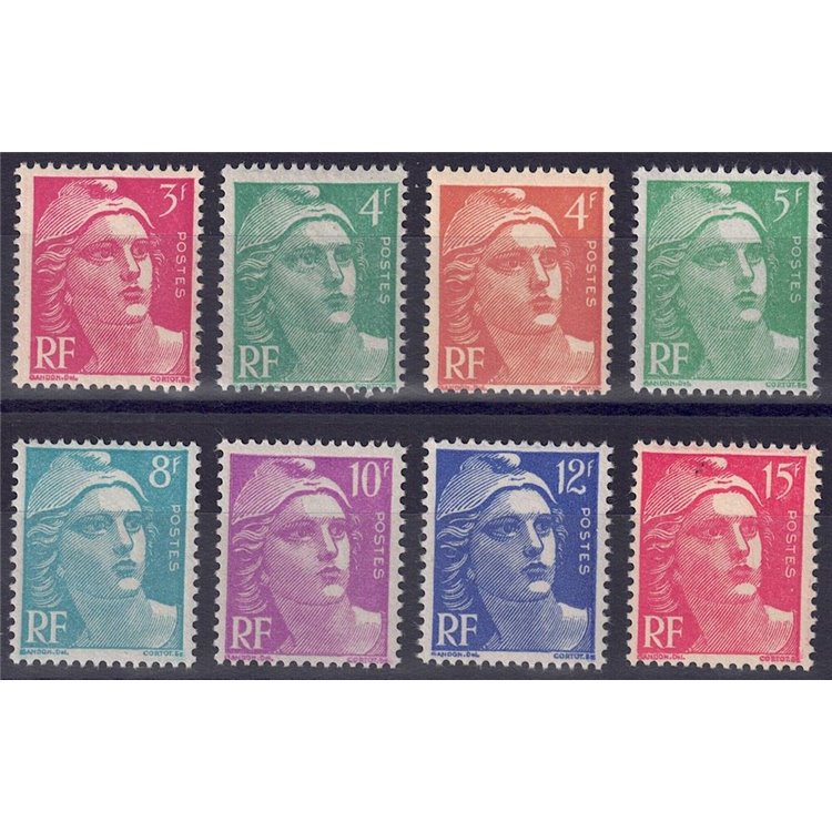 FRANCE 1948-49 Marianne of Gandon 8v MNH**