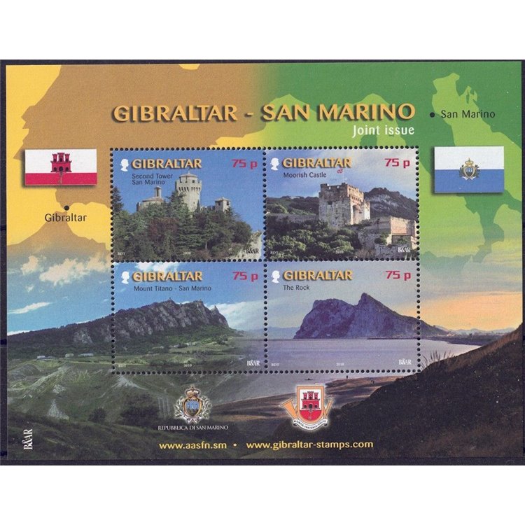 GIBRALTAR 2010 Joint Issue San Marino Gibraltar s/s MNH**
