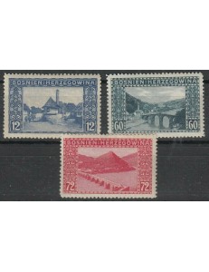 BOSNIA AND HERZEGOVINA 1912 Supplementary values, views 3v MNH**