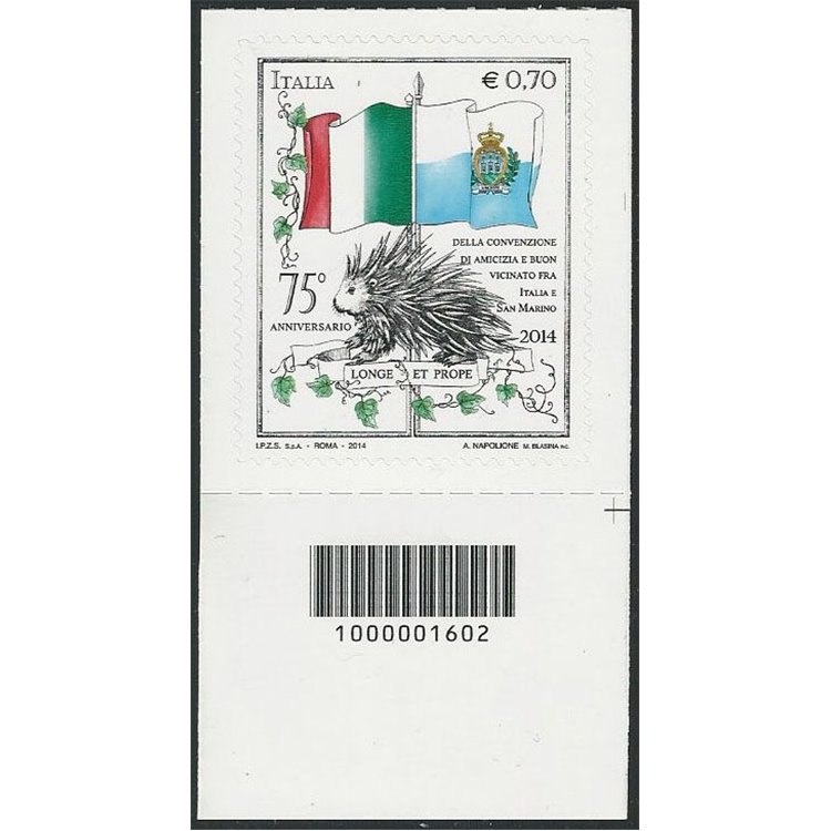 ITALY 2014 Agreement with San Marino CB 1602 aid