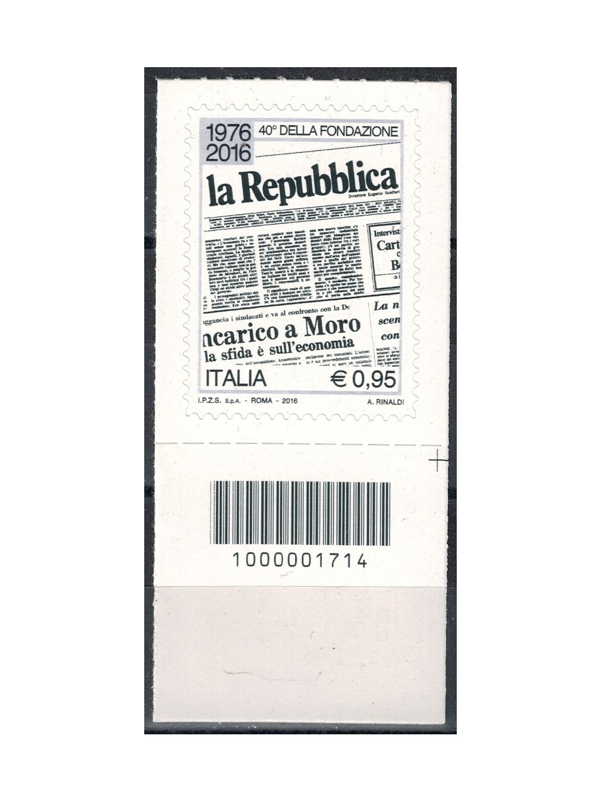 ITALY 2016 Daily newspaper la Repubblica CB 1714 aid