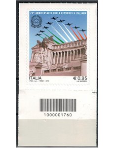 ITALY 2016 Anniversary of the Republic CB 1760 aid