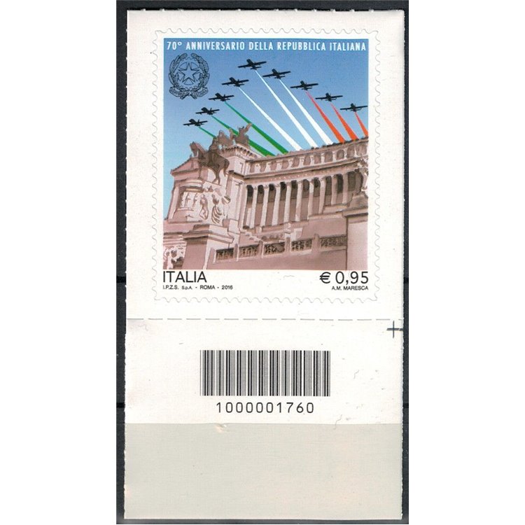 ITALY 2016 Anniversary of the Republic CB 1760 aid