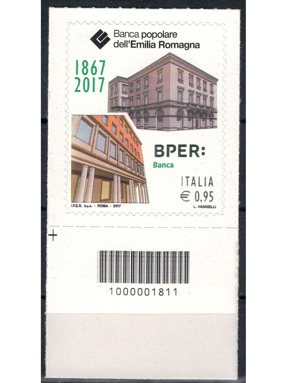 ITALY 2017 Banca Popolare dell'Emilia Romagna (color variety) CB 1811 ais