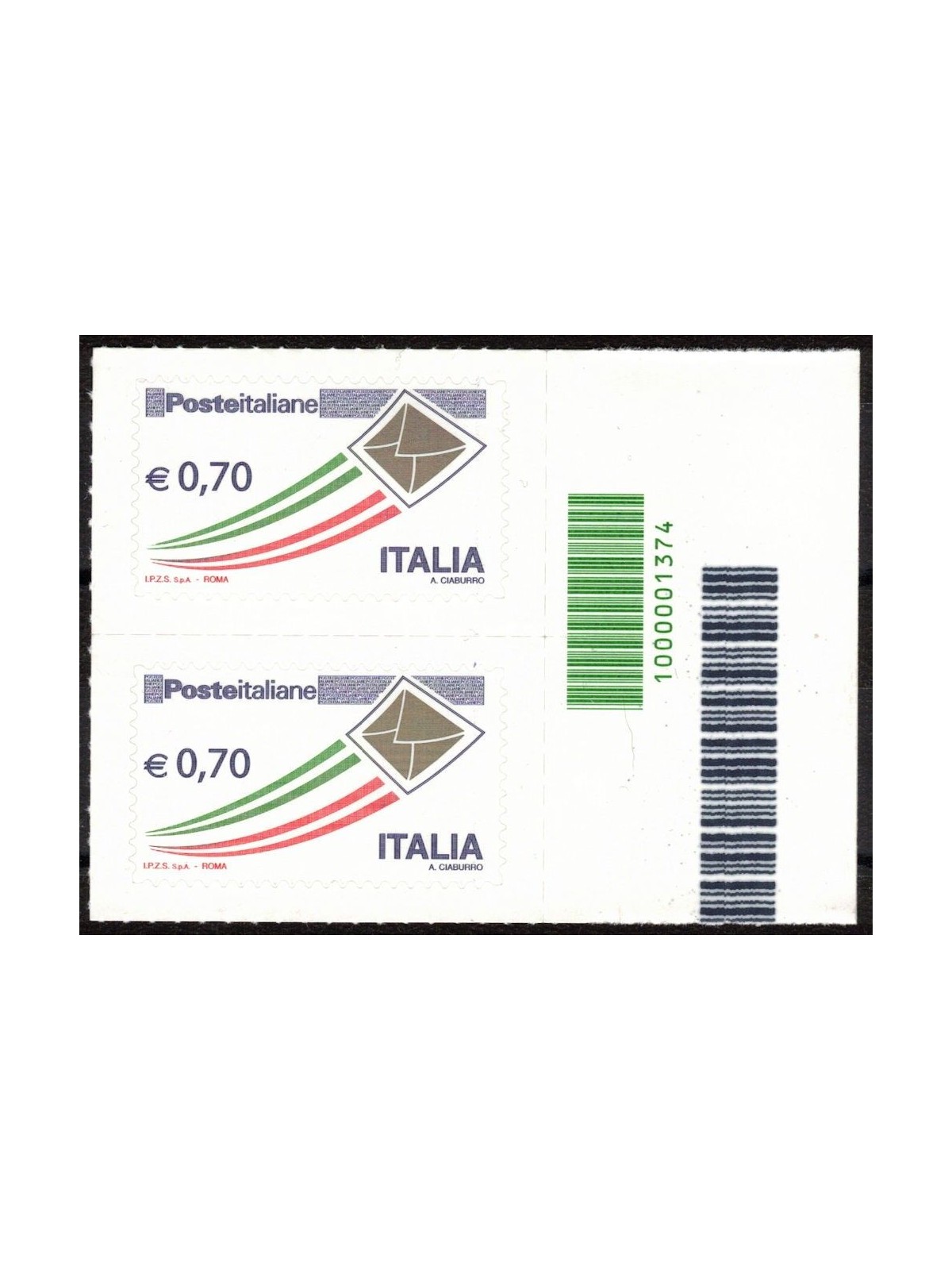ITALY 2013 Ordinary €0.70 Gold Envelope CB 1374 right