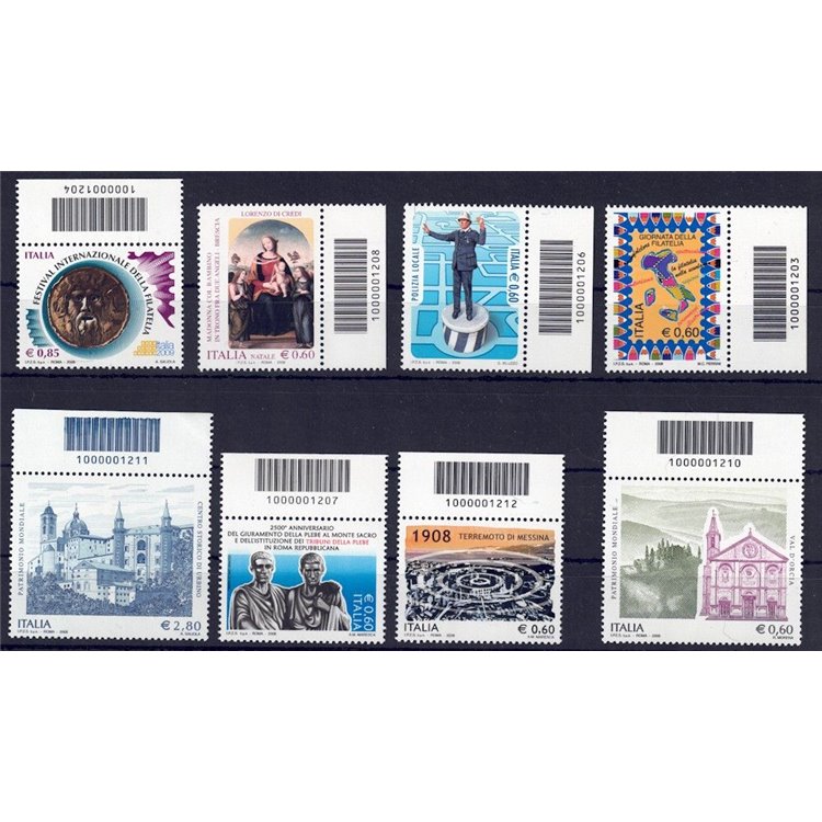ITALIA 2008 Annata completa con codice a barre 8v MNH**