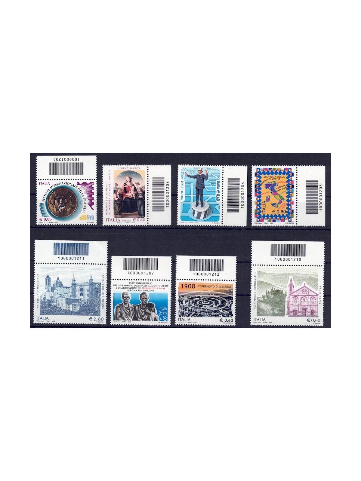 ITALY 2008 Complete Year with barcode 8v MNH**