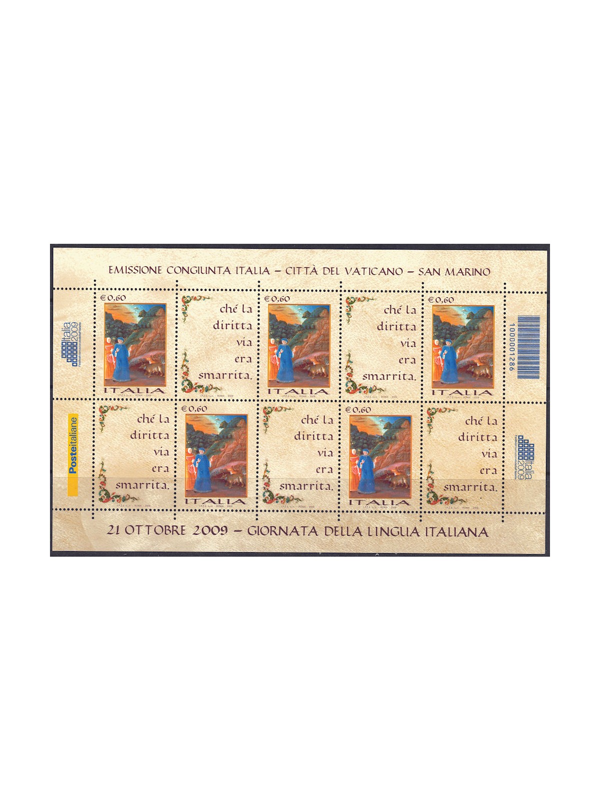 ITALIA 2009 Giornata della Lingua Italiana BF MNH**