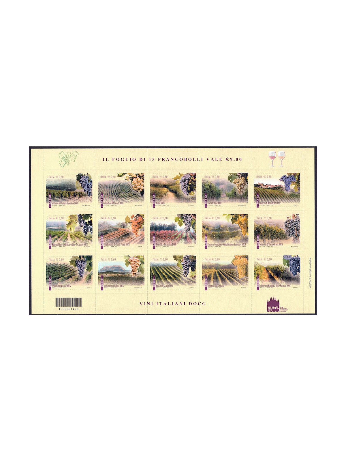 ITALY 2012 DOCG Wine s/s MNH**