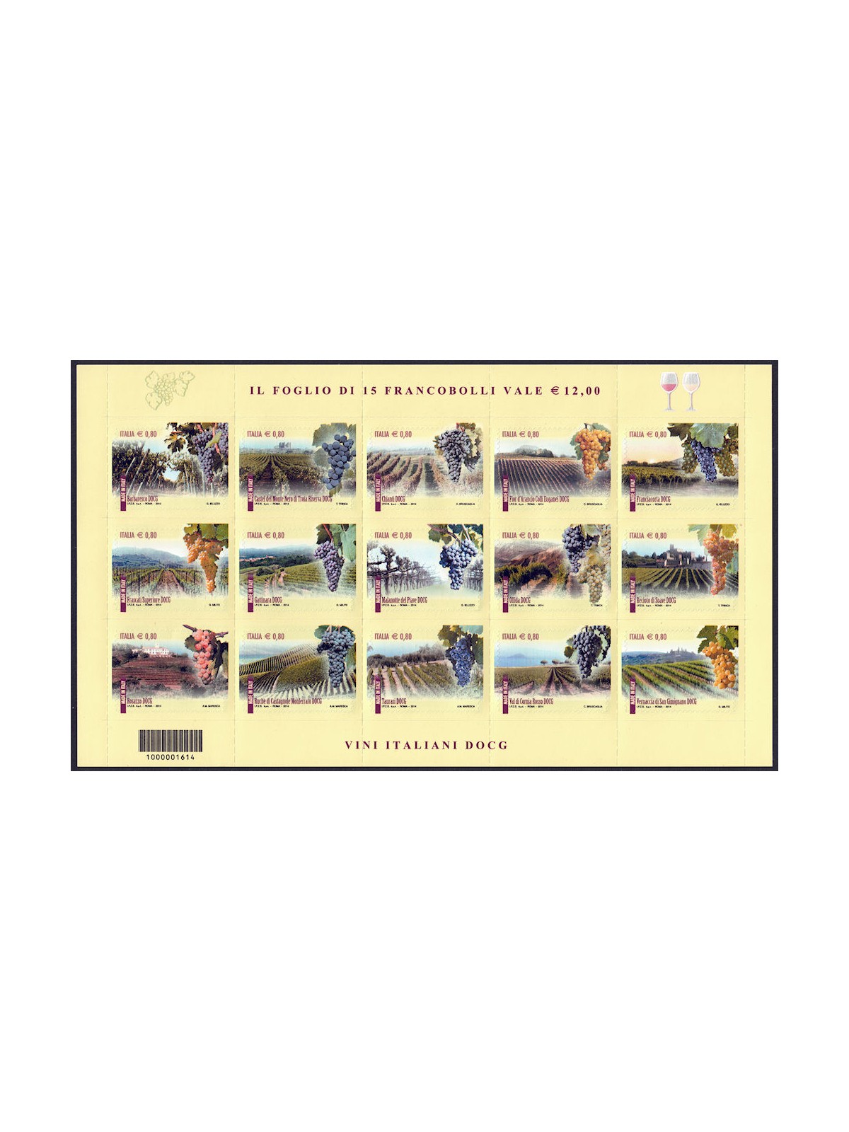 ITALY 2014 DOCG Wines s/s MNH**