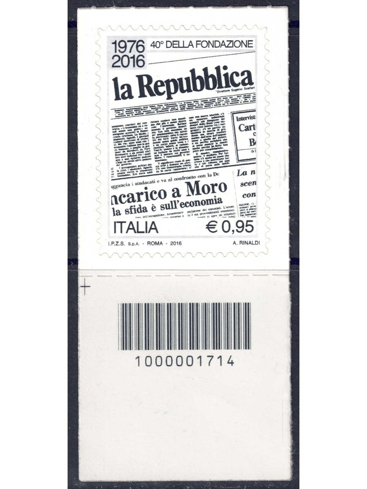 ITALY 2016 Daily newspaper la Repubblica CB 1714 ais