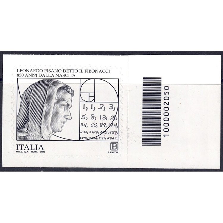 ITALY 2020 Leonardo Pisano (Fibonacci) CB 2050 aid