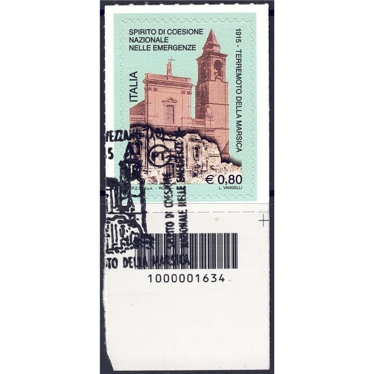 ITALY 2015 Marsica Earthquake CB 1634 used