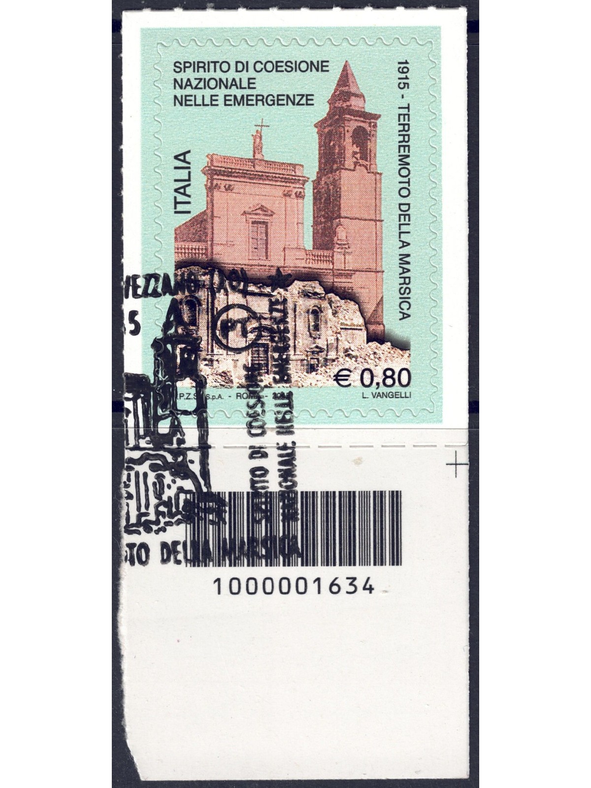 ITALY 2015 Marsica Earthquake CB 1634 used
