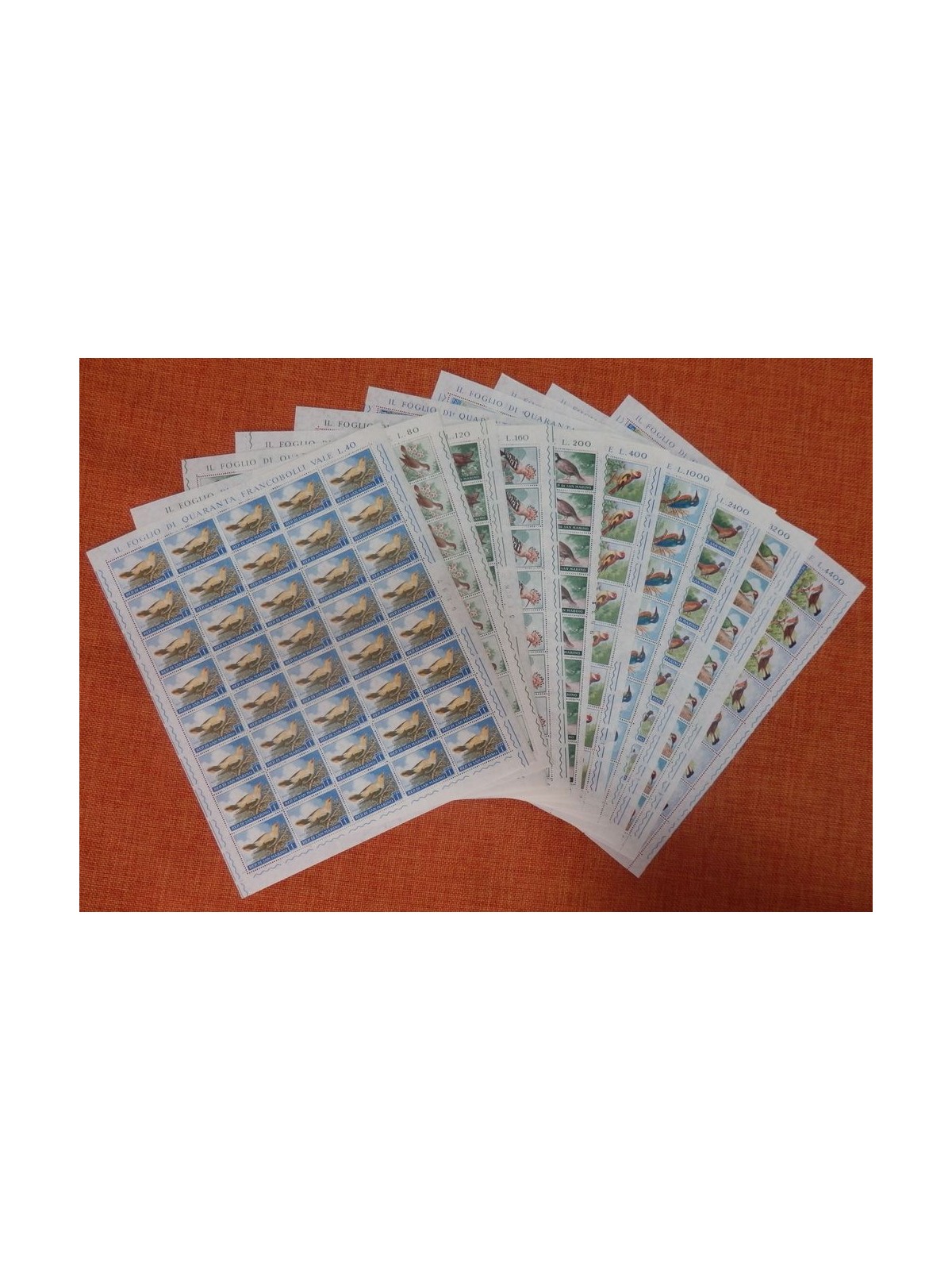 SAN MARINO 1960 Fauna avicola 10 fogli interi MNH**