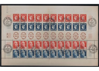 FRANCE 1949 Centenary of the stamp 1 Full Sheet with special cancellation
