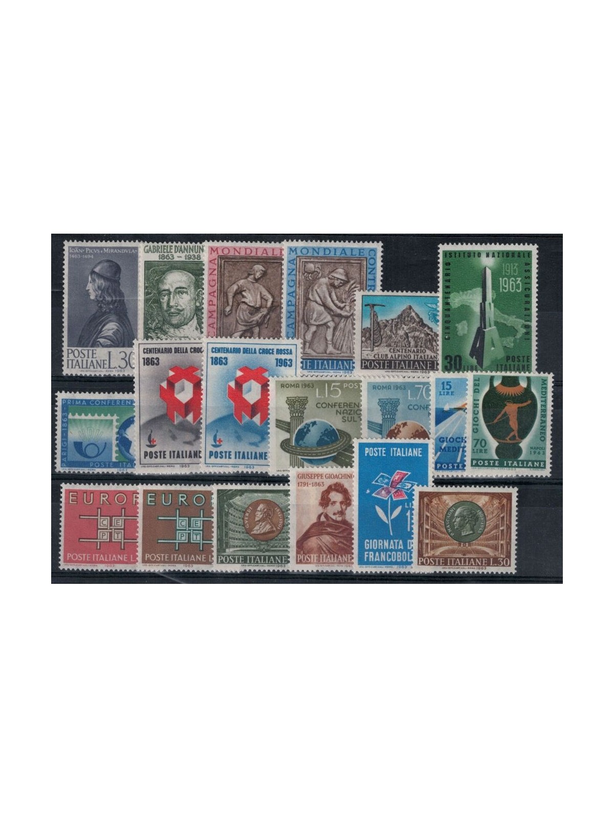 ITALIA 1963 Annata Completa 19 fogli interi MNH**