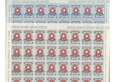 ITALIA 1963 Centenario della croce rossa 2 fogli interi MNH**