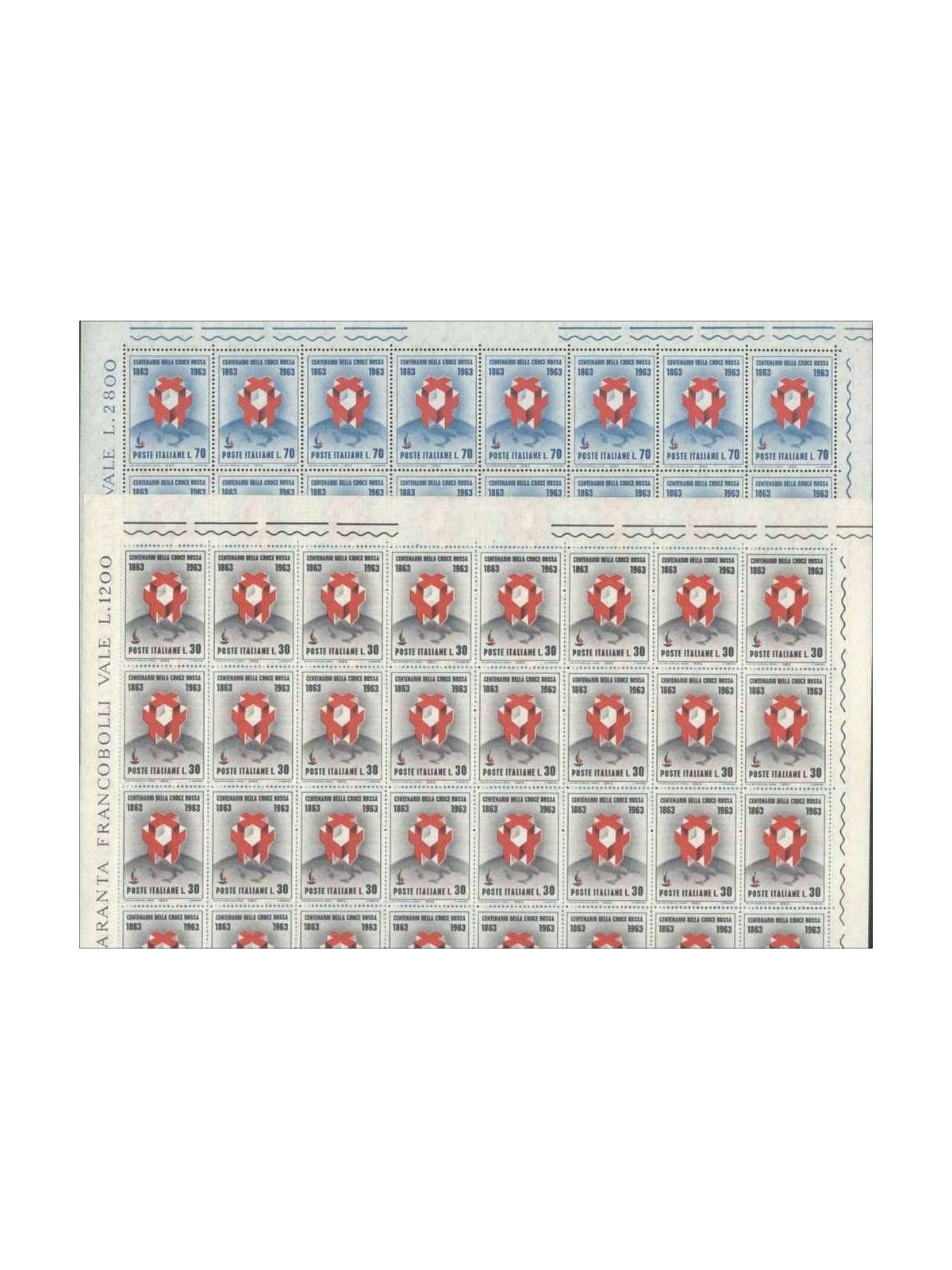 ITALY 1963 Centenary of the Red Cross 2 full sheets MNH**