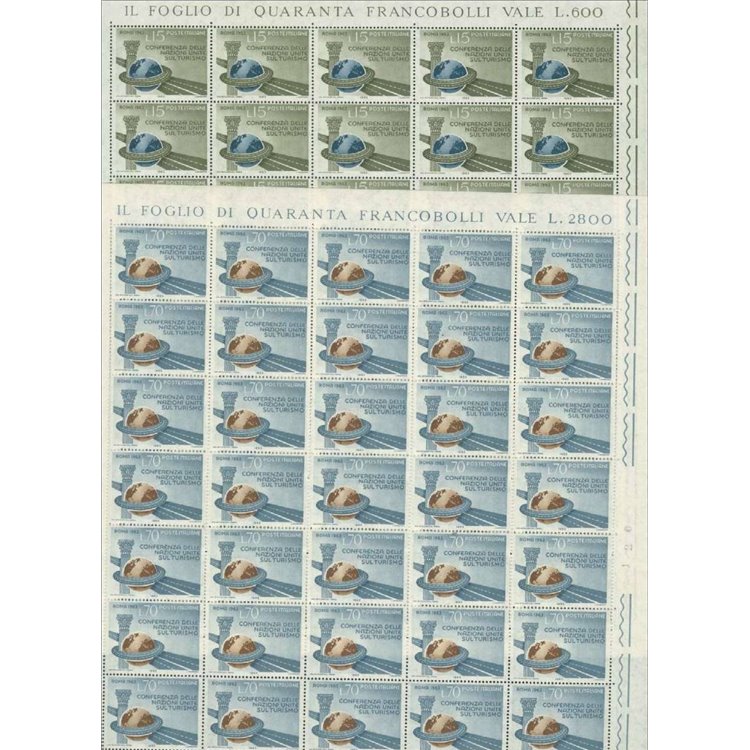 ITALY 1963 UN Conference on Tourism 2 full sheets MNH**