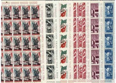ITALY 1965 Anniversary of the Resistance 6 full sheets MNH**