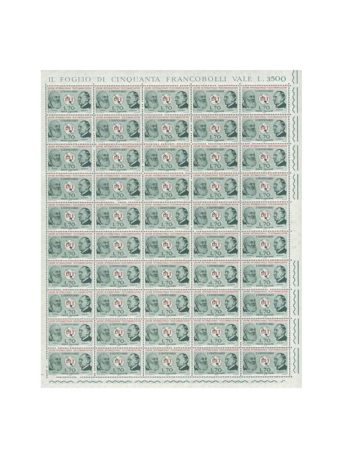 ITALY 1965 ITU Centenary 1 full sheet MNH**