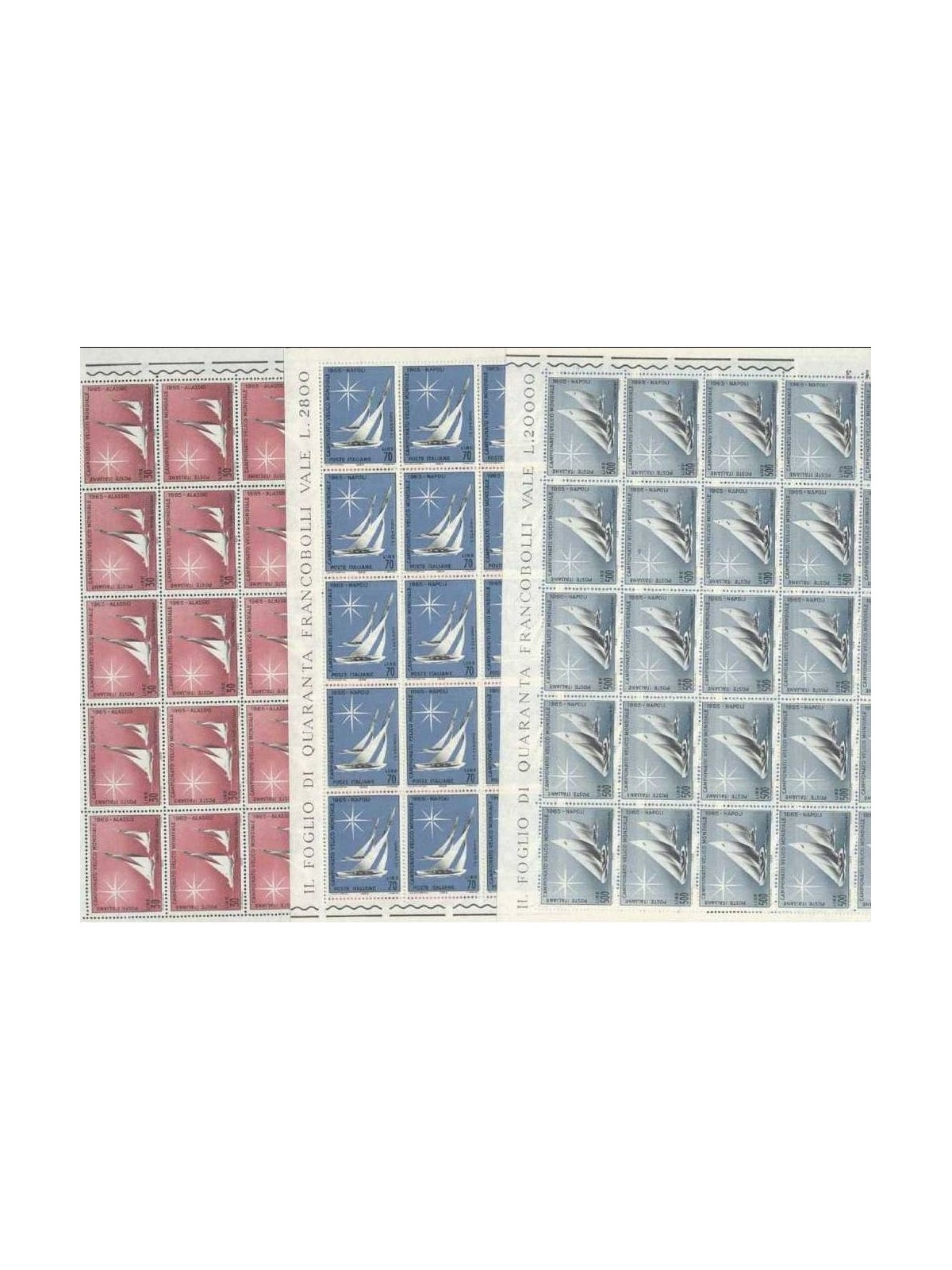 ITALIA 1965 Campionato velico mondiale 3 fogli interi MNH**