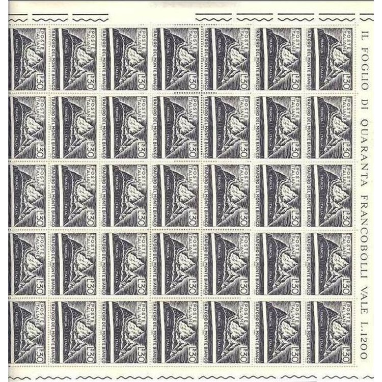 ITALIA 1965 Traforo del monte Bianco 1 foglio intero MNH**