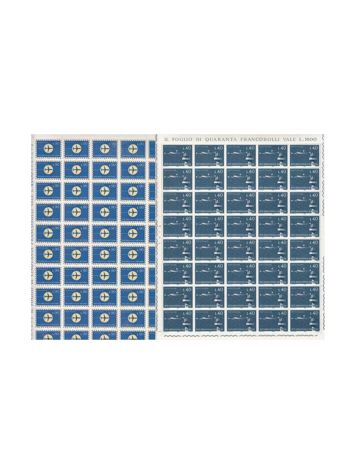 ITALY 1965 Night Postal Airline 2 full sheets MNH**