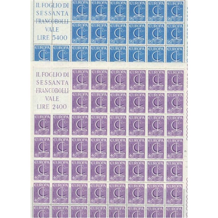 ITALY 1966 Europe 2 full sheets MNH**