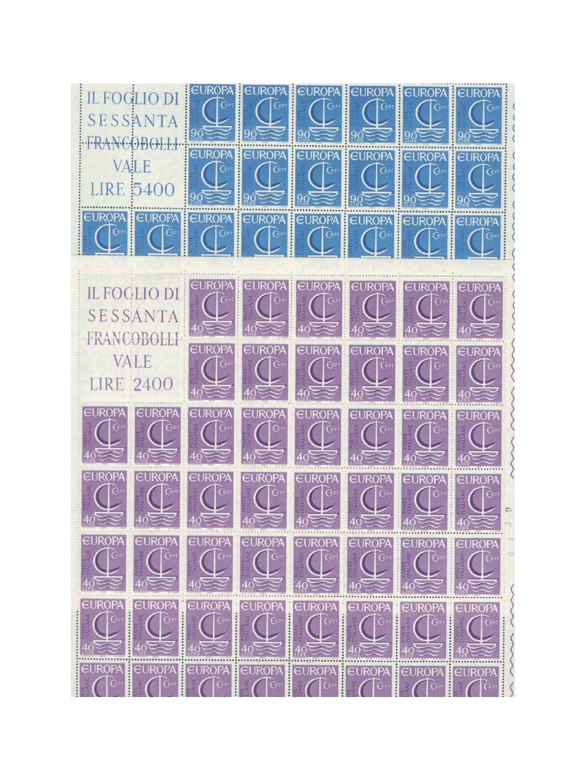 ITALIA 1966 Europa 2 fogli interi MNH**